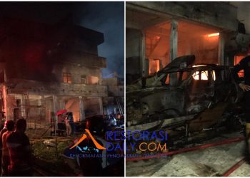 Diduga Tabung Gas di Dapur Meledak. Ruko Pangkalan Gas Elpiji Terbakar.