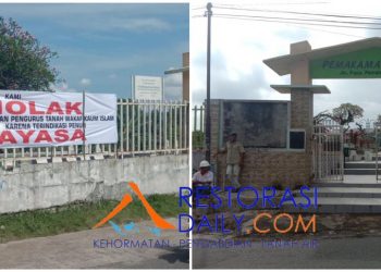 Spanduk Penolakan Pergantian Pengurus Terpasang di Pagar Tanah Wakaf Kaum Islam. Rizal Siagian BNN Pematangsiantar Terpilih sebagai Ketua