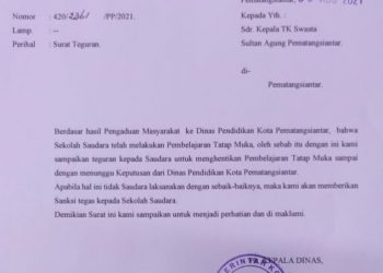 Perlakuan Istimewa untuk Manajemen TK-YP Sultan Agung. Disdik Pematangsiantar Hanya Beri Sanksi Teguran