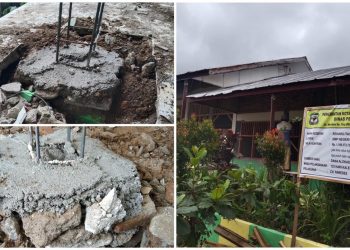 Di SMP Negeri 10 Pematangsiantar, Pengerjaan Pondasi Tiang Gunakan Pecahan Lantai dan Batu Bata Lama