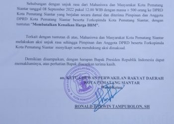 Dukung Demo Tolak Kenaikan Harga BBM, Forkopimda Pematang Siantar “Keok” di Tangan Mahasiswa