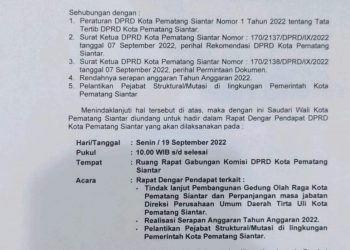Untuk Ke Dua Kalinya, Susanti Dewayani Diundang RDP Soal Bangunan GOR dan Mutasi Pejabat Pemko Pematang Siantar